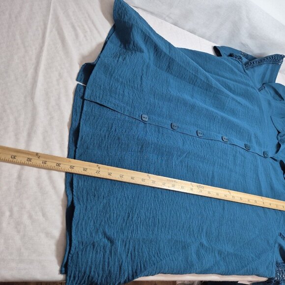 John Mark Tunic Top Women's Plus Size 2X Teal Lace  Relaxed Fit Blue (38) - Picture 8 of 10